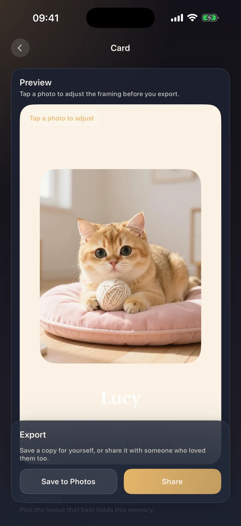 Memorial card editor